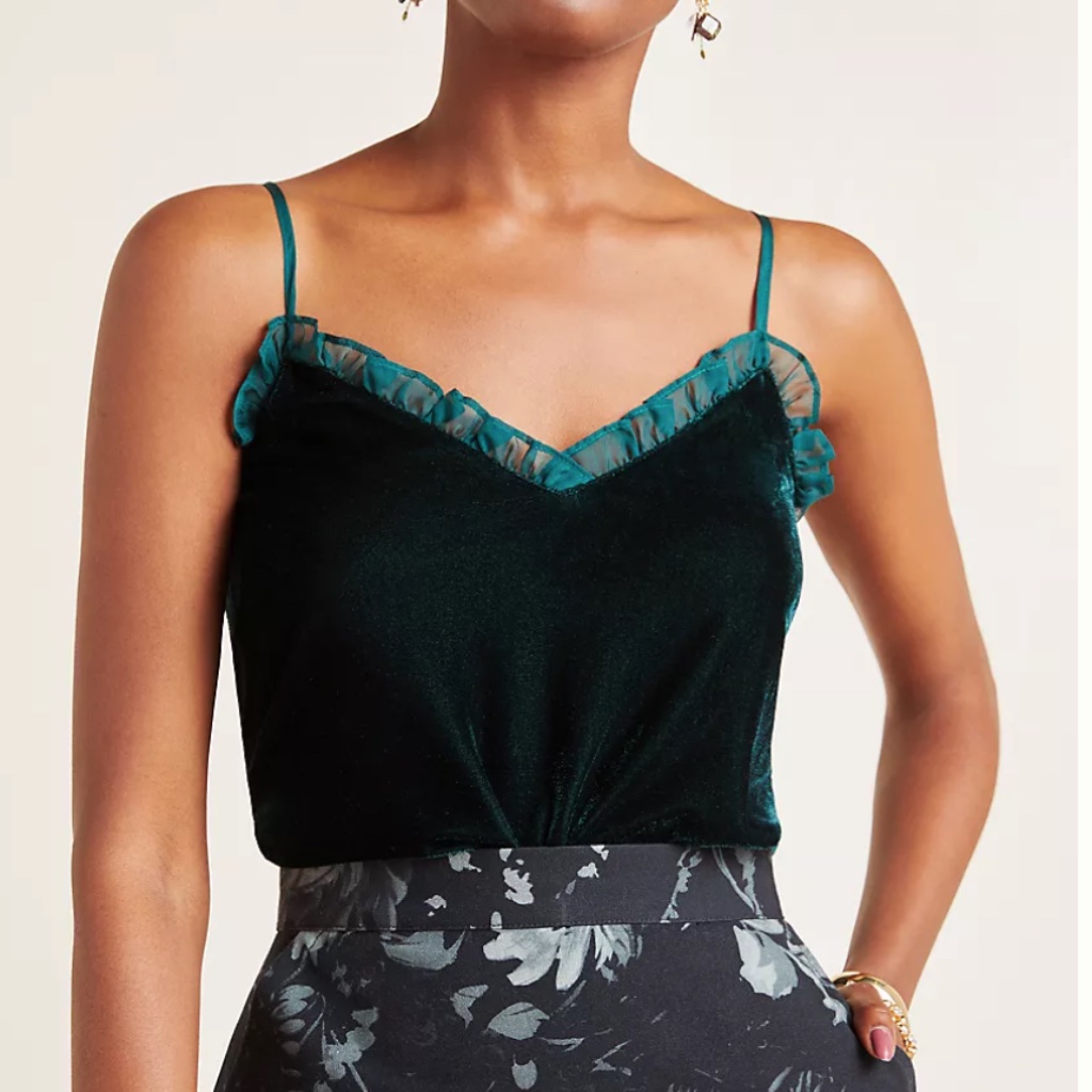Sylvia Ruffled Velvet Cami